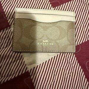 Coach Two-Tone Card Case in Khaki and Chalk
